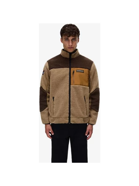 Polar napapijri yupik fleece full zip brązowy XS beżowy