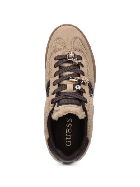 Sneakerși Guess din piele de oaie roz