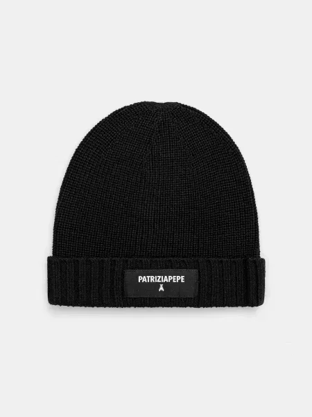 Kapa z dodatkom volne Patrizia Pepe črna