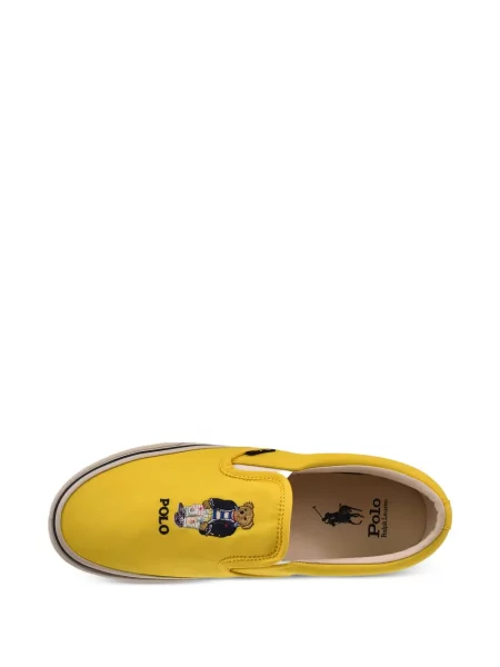 Haftowane sneakersy Polo Ralph Lauren zamszowe wsuwane żółte