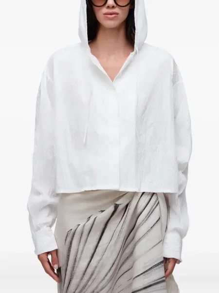 Bluza z kapturem Osklen o krotszym kroju biała