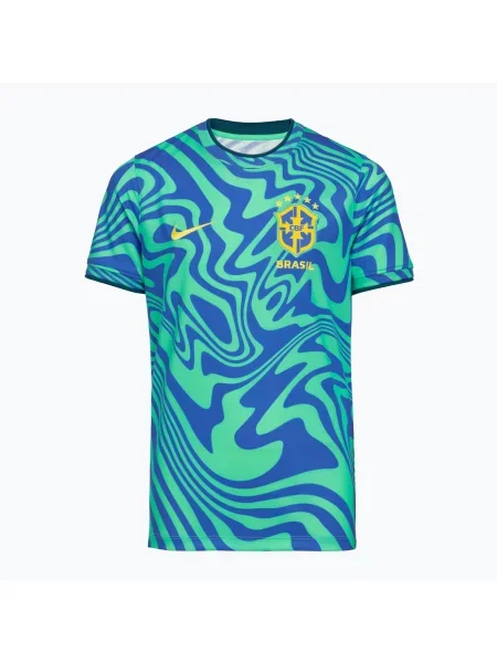 Детска футболна тениска Nike Brazil Pre-Match синьо