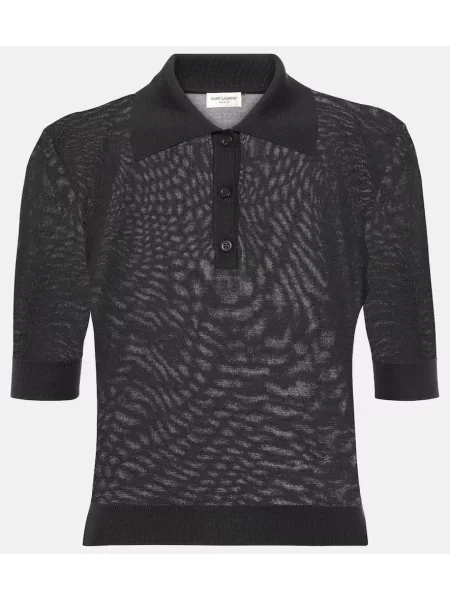 Volnena polo majica Saint Laurent črna
