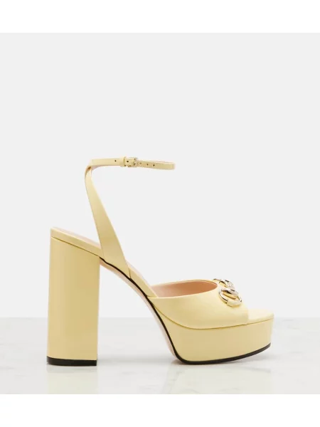 Sandale Gucci din piele cu platformă de lac galben