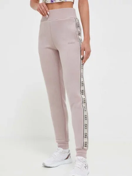 Спортивные штаны Guess с аппликацией бежевые