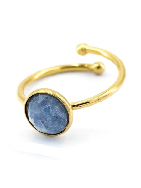 Sergio Engel Gyűrűk Beach Ring 01 Vergoldeter Edelstahlring mit Naturstein-Cabouchon' kék