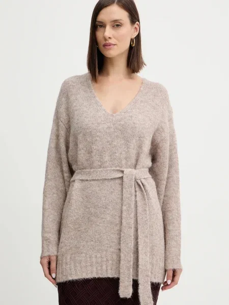 Guess pulover din amestec de lână KIYOKA maro