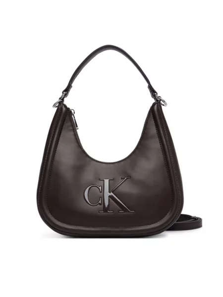 Calvin Klein Torebka Bold Ck Small Crescent Bag ciemny brązowy