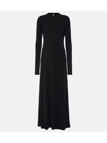 Rochie maxi Toteme din jerseu de costum negru