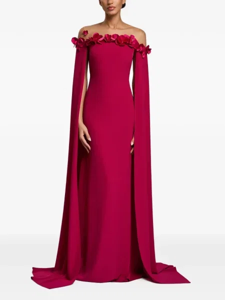 Rochie Cristallini cu model floral cu aplicații roz