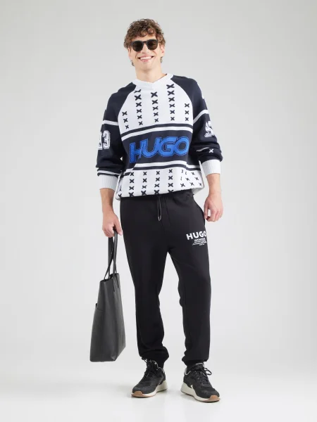 HUGO Pantaloni Nevez negru alb