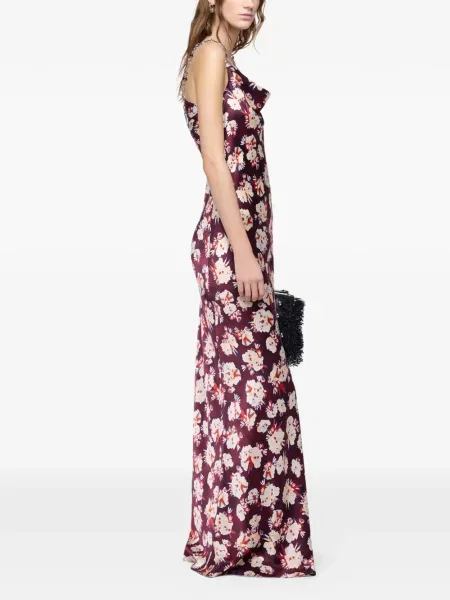 Rochie maxi Rabanne cu model floral roșu