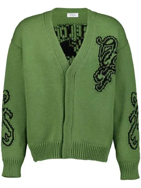 Cardigan Off-white tricotate cu decolteu în V