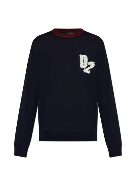 Gyapjú szvetter Dsquared2 autogrammal kék