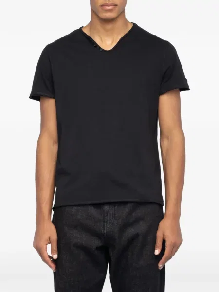 Tricou Zadig&voltaire cu guler henley negru