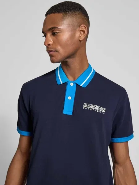 Koszulka polo o kroju regular fit z wyhaftowanym logo model ‘E-MURLO’ Napapijri granatowe