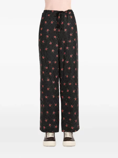 Pantaloni Comme Des Garçons Tao cu model floral cu imagine cu cordon negru