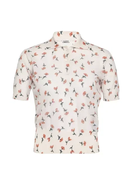 Tricou polo Jil Sander cu model floral cu imagine