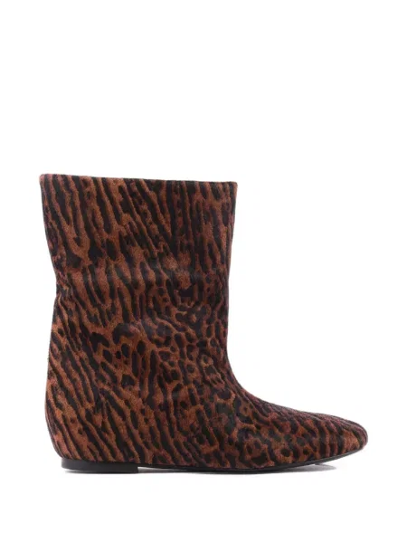 Cizme scurte Paul Warmer cu imagine cu model leopard maro
