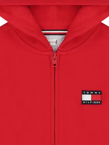 Bluza z kapturem dziecięca Tommy Hilfiger czerwona