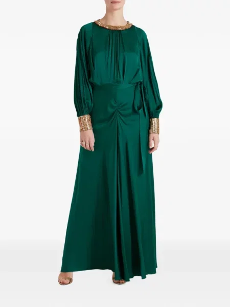Rochie Temperley London cu mărgele verde