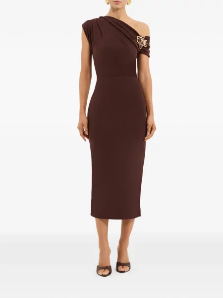 Rochie midi Rebecca Vallance cu un umăr gol maro