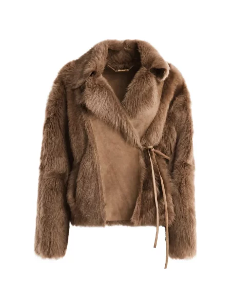 Reversibil geacă Nour Hammour din piele de oaie maro