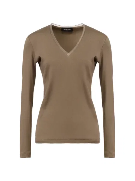 Lung tricou Fabiana Filippi cu decolteu în V verde