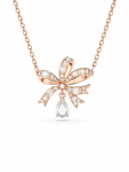 Naszyjnik Swarovski z kokardką różowy