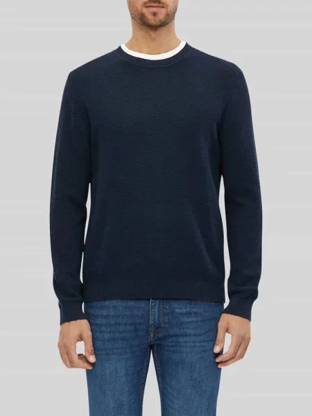 Sweter z czystej bawełny o kroju regular fit S.oliver Red Label granatowy