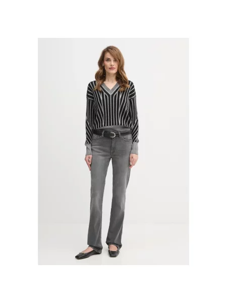 Sweter Dkny w paski z paskiem czarny