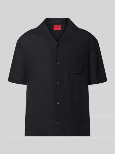 Koszula casualowa o kroju regular fit z czystego lnu model EXOLINO' Hugo czarna