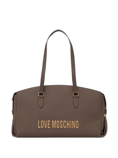 Geantă shopper Love Moschino cu autograf maro