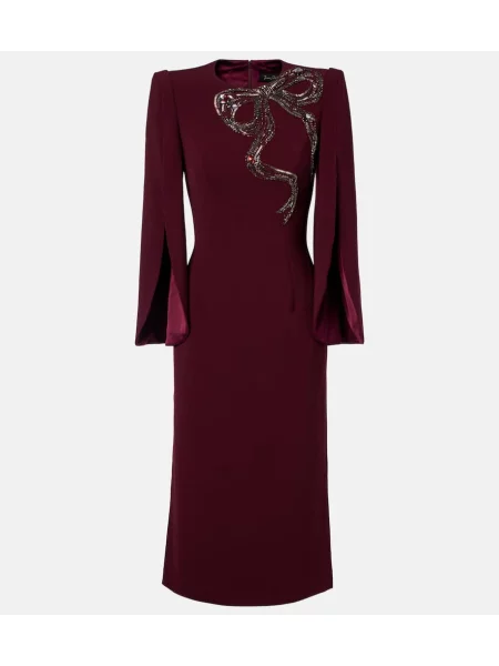 Sukienka midi Jenny Packham do kolan z koralikami garniturowa bordowa