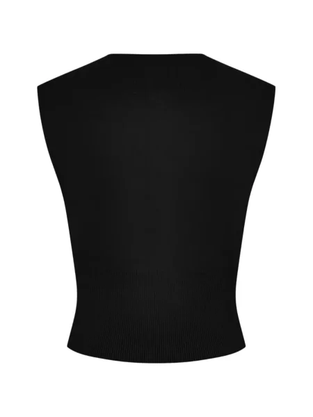 Vestă Samsøe Samsøe cu decolteu rotund negru