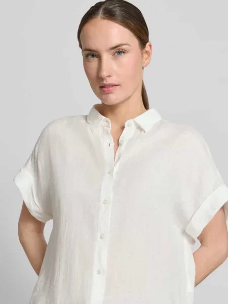 Bluzka lniana z listwą guzikową model DOLLY' 0039 Italy biała