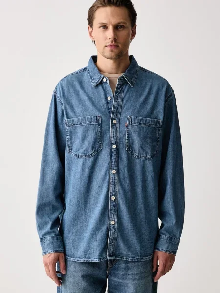 Levi's cămașă pentru bărbați din denim MARIPOSA WORKER albastru
