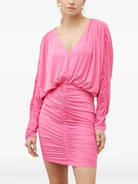 Odgovarati mini haljina Day Birger Et Mikkelsen s V-izrezom ružičasta