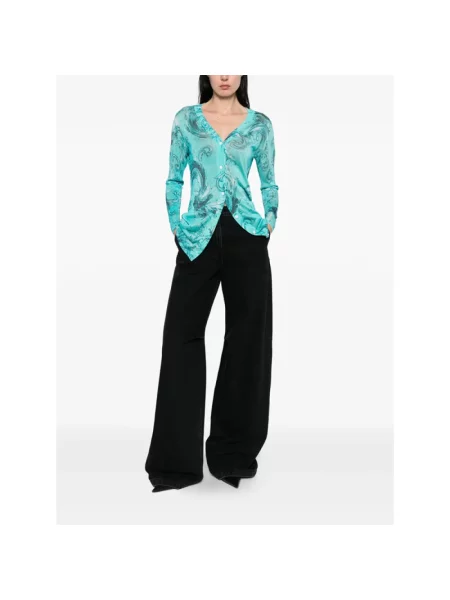 Kardigan Versace Jeans Couture z nadrukiem niebieski