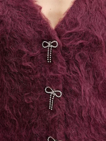 Шерстяной кардиган Guess бордовый