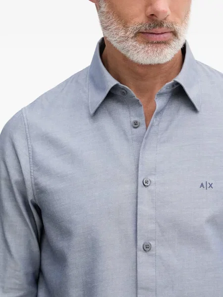 Дълго риза Armani Exchange бродирана синьо