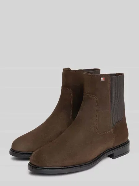 Tommy Hilfiger Sztyblety Enamel Flag Suede Ankle Chelsea brązowy