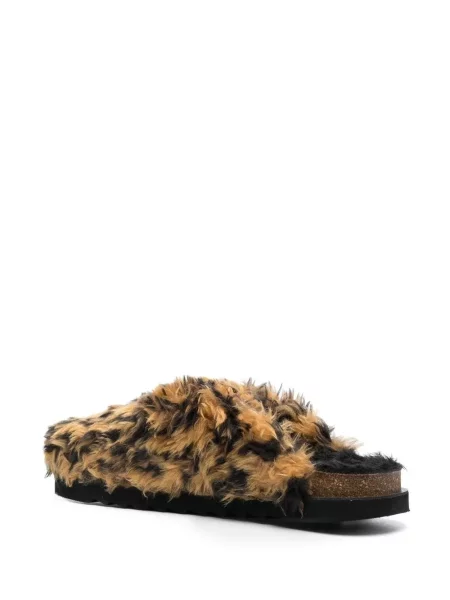 Raštuotos šlepetės Palm Angels leopardinės ruda