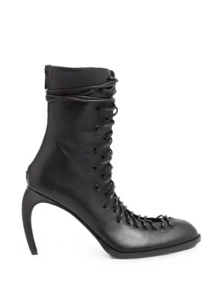 Cizme scurte Ann Demeulemeester cu șireturi din dantelă negru