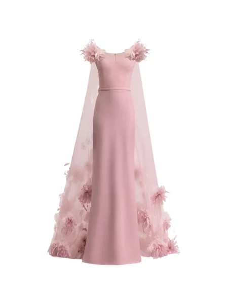 Rochie Gemy Maalouf cu model floral cu aplicații roz