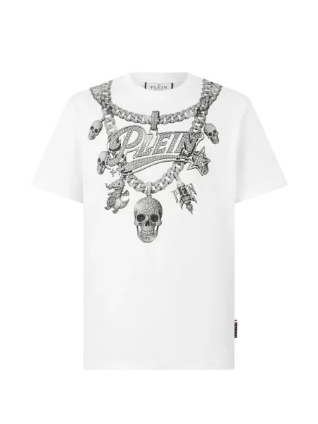 Tricou Philipp Plein cu imagine alb