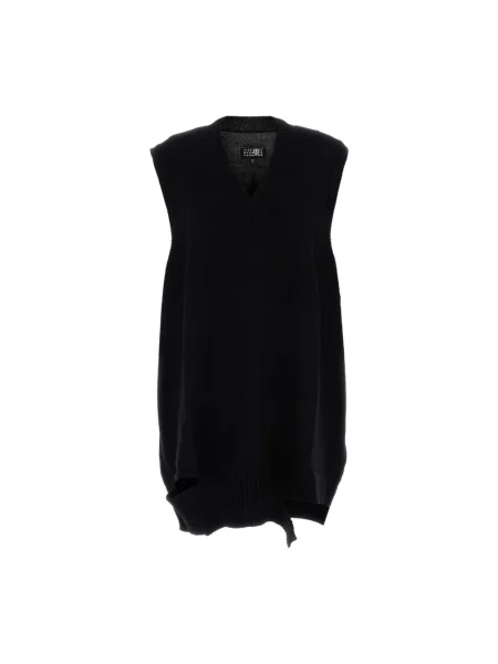 Sukienka mini Mm6 Maison Margiela wełniana bez rękawów z dekoltem w serek czarna