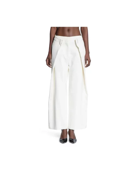 Szerokie spodnie Rokh plisowane białe