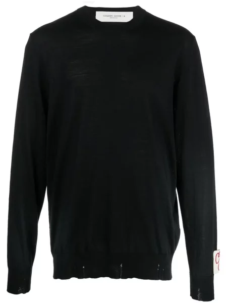 Pulover Golden Goose de lână cu decolteu rotund negru