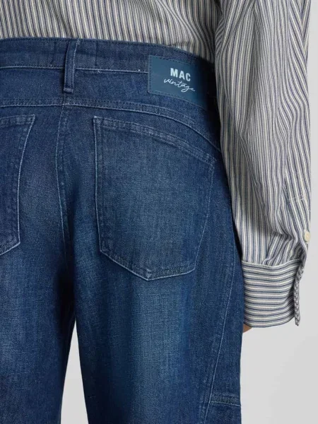 Jeansy barrel z mieszanka bawełny model OHIO' Mac granatowe